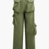 Fleece Collar Flap Pocket Zip Up Long Sleeve Top And Straight Leg Cargo Pants Set>MICAS Fashion
