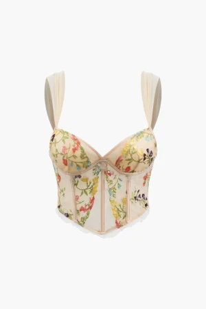 Floral Embroidered Corset Cami Top>MICAS Fashion