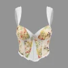 Floral Embroidered Corset Cami Top>MICAS Fashion