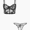 Floral Embroidery Sheer Cami Top And Panties Set>MICAS Fashion