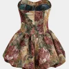 Floral Jacquard Strapless Sleeveless Mini Dress>MICAS Online