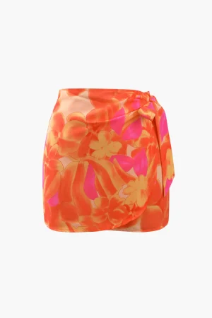 Floral Knot Side Wrap Mini Skirt>MICAS Hot