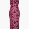 Floral Mesh Backless Cut Out Mini Dress>MICAS Best