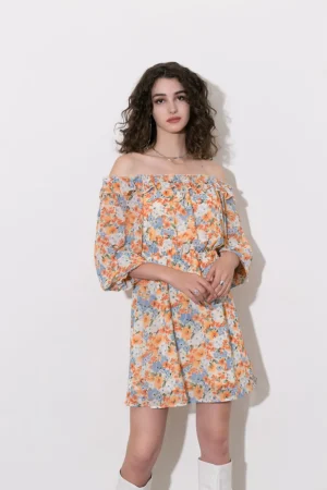 Floral Off The Shoulder Mini Dress>MICAS New