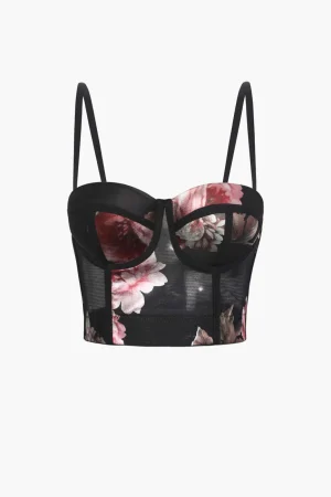 Floral Print Bustier Top>MICAS Sale