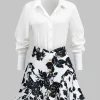 Floral Print Buttoned Long-Sleeve Shirt And Skirt Set>MICAS Online