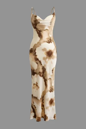 Floral Print Cowl Neck Slip Maxi Dress>MICAS Online