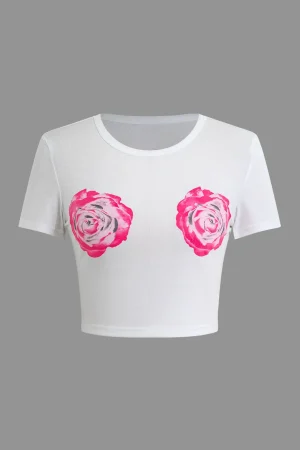 Floral Print Crop T-shirt>MICAS Discount