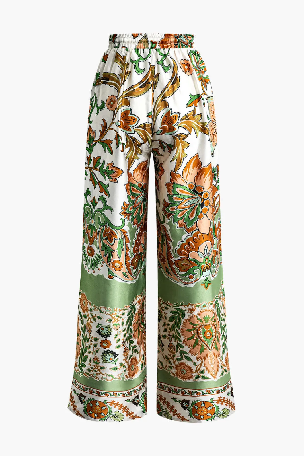 Floral Print Drawstring Slit Wide Leg Pants>MICAS Best