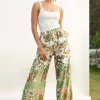 Floral Print Drawstring Slit Wide Leg Pants>MICAS Best