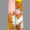 Floral Print Drawstring Wide Leg Pants>MICAS Discount