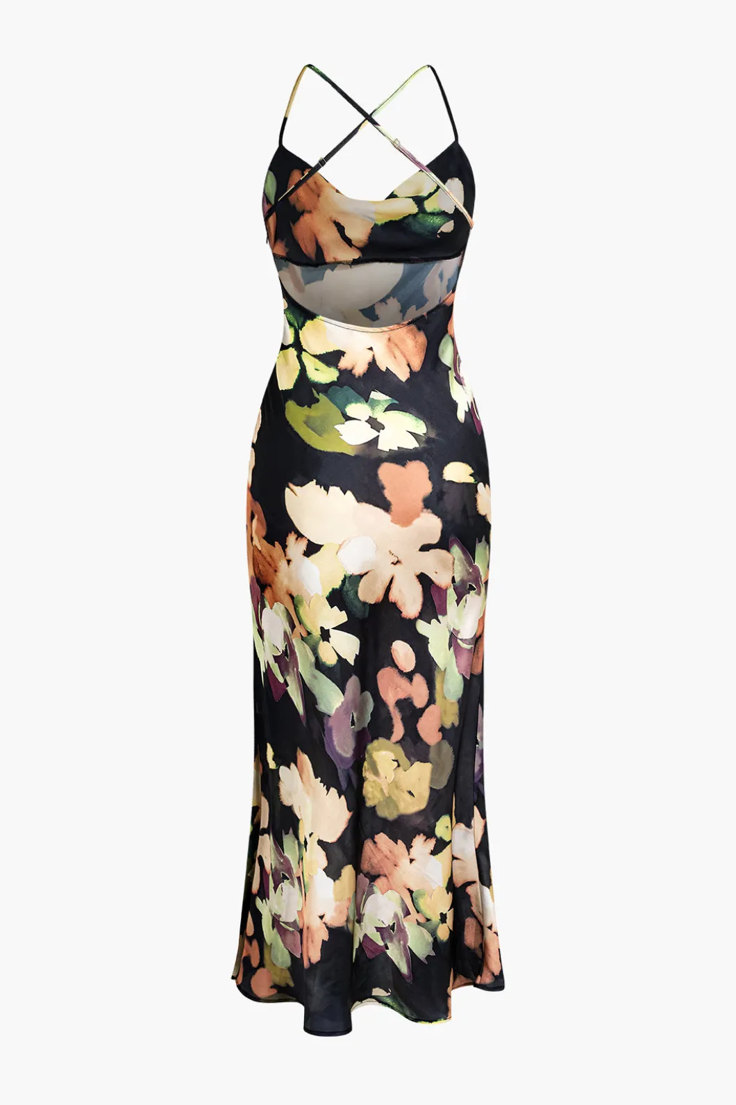 Floral Print Halter Midi Dress>MICAS Outlet