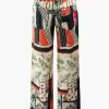 Floral Print High Waisted Straight Leg Pants>MICAS New