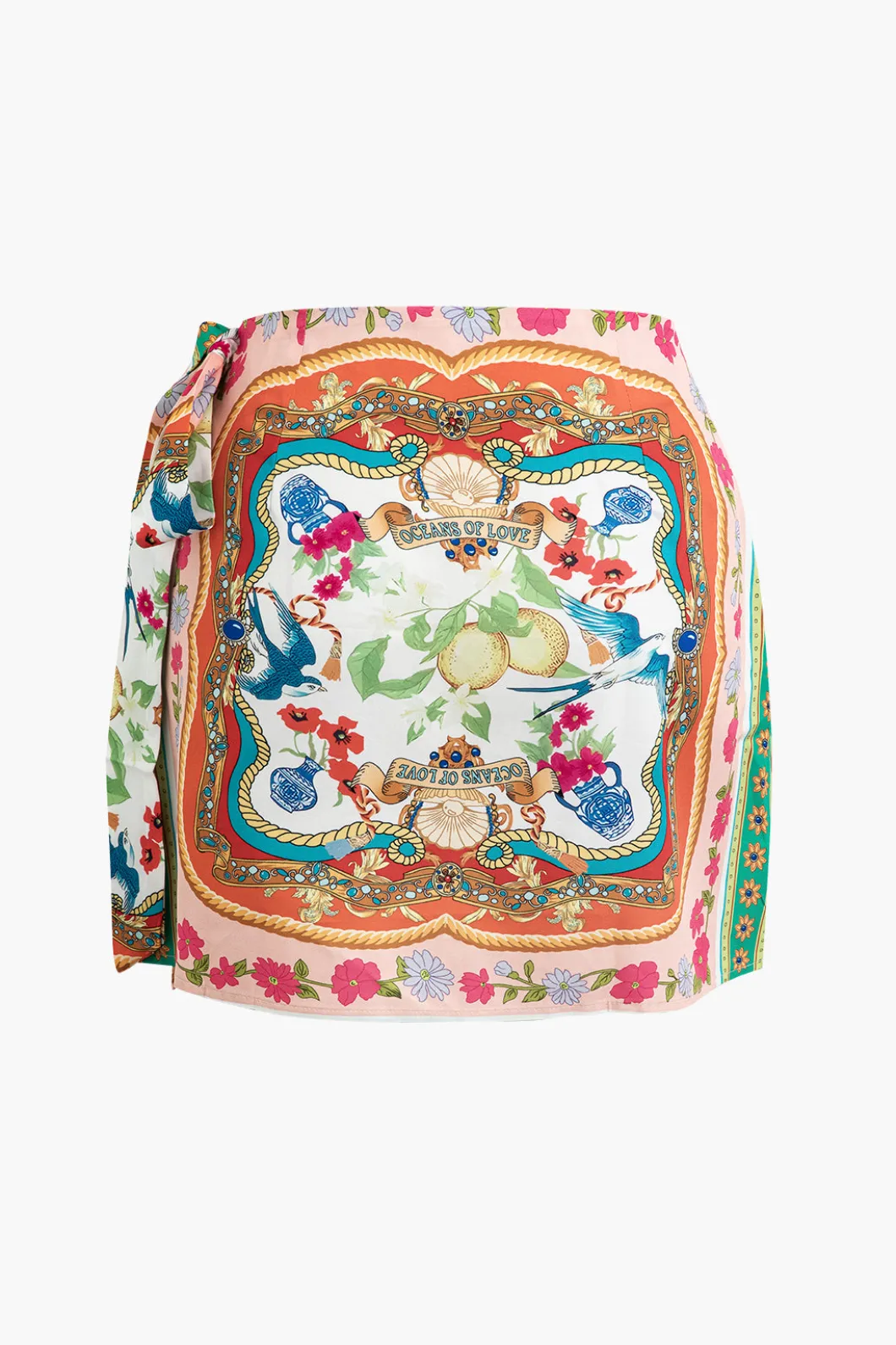 Floral Print Knot Mini Skirt>MICAS Fashion