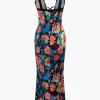 Floral Print Lace Trim V-neck Maxi Dress>MICAS Best