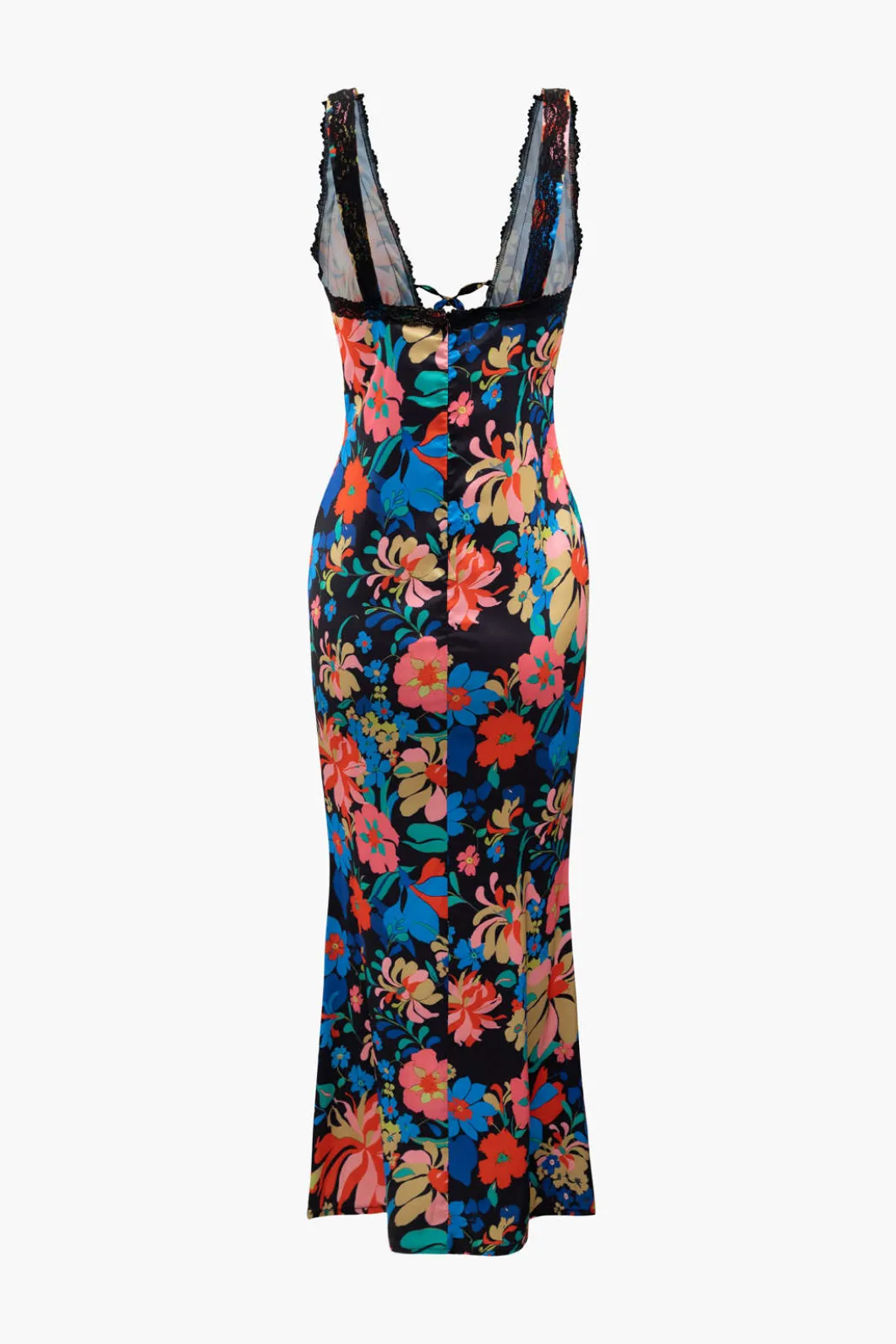 Floral Print Lace Trim V-neck Maxi Dress>MICAS Best
