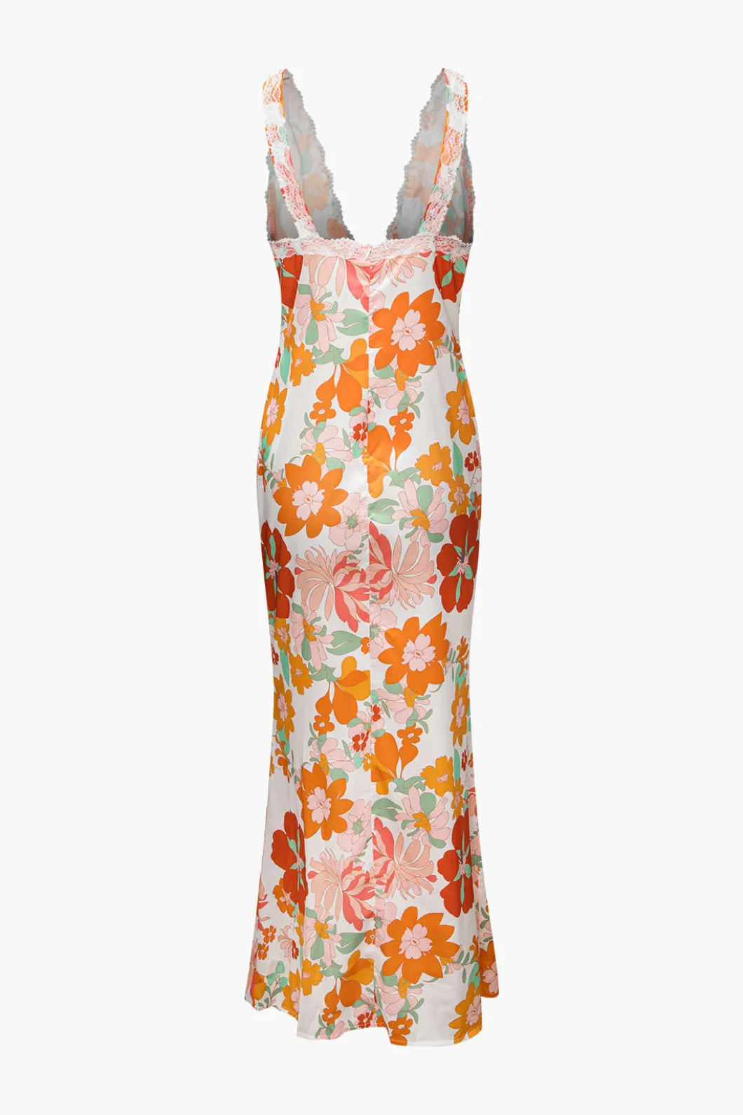 Floral Print Lace Trim V-neck Maxi Dress>MICAS Best