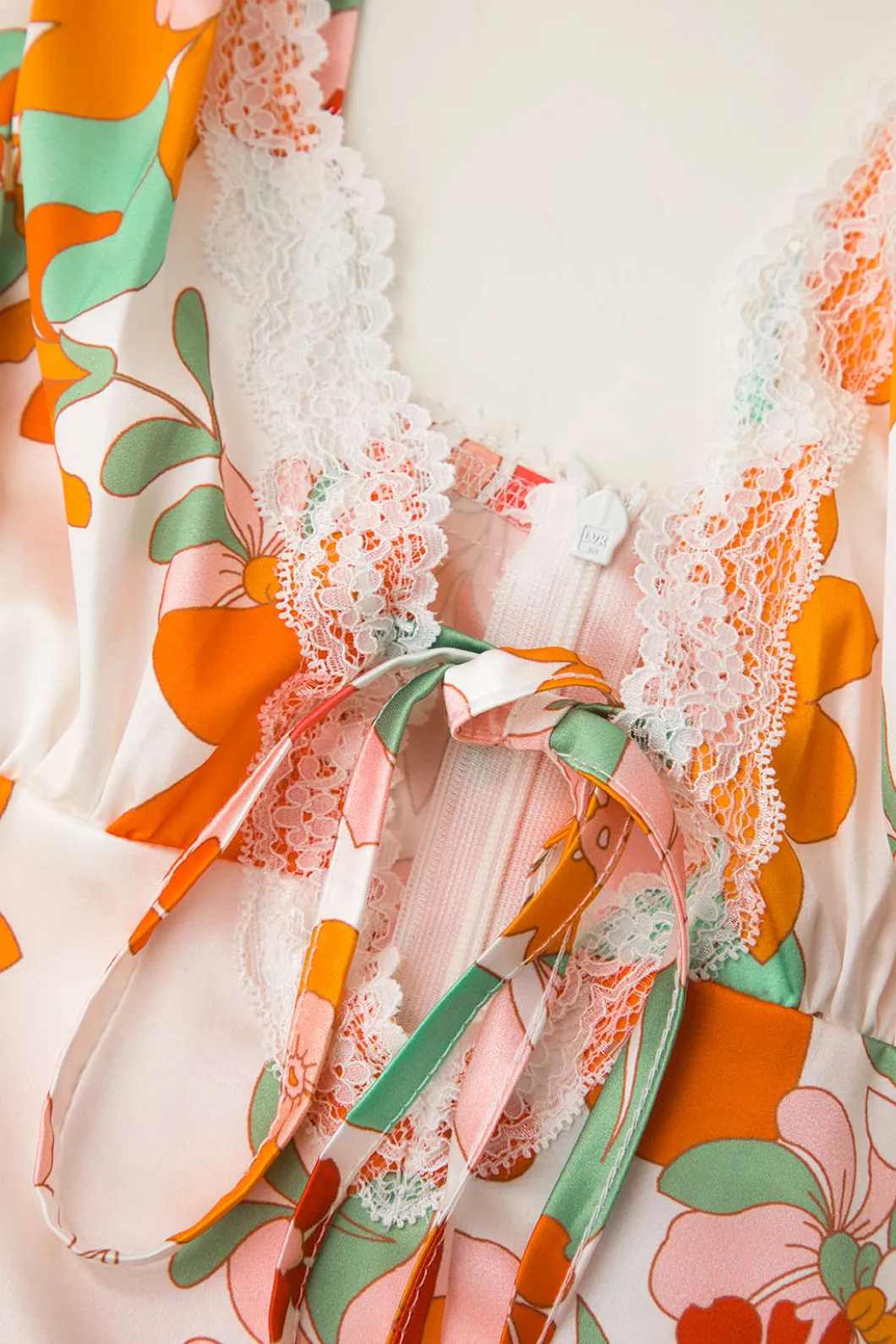 Floral Print Lace Trim V-neck Maxi Dress>MICAS Best