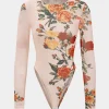 Floral Print Mesh Long Sleeve Bodysuit>MICAS Online