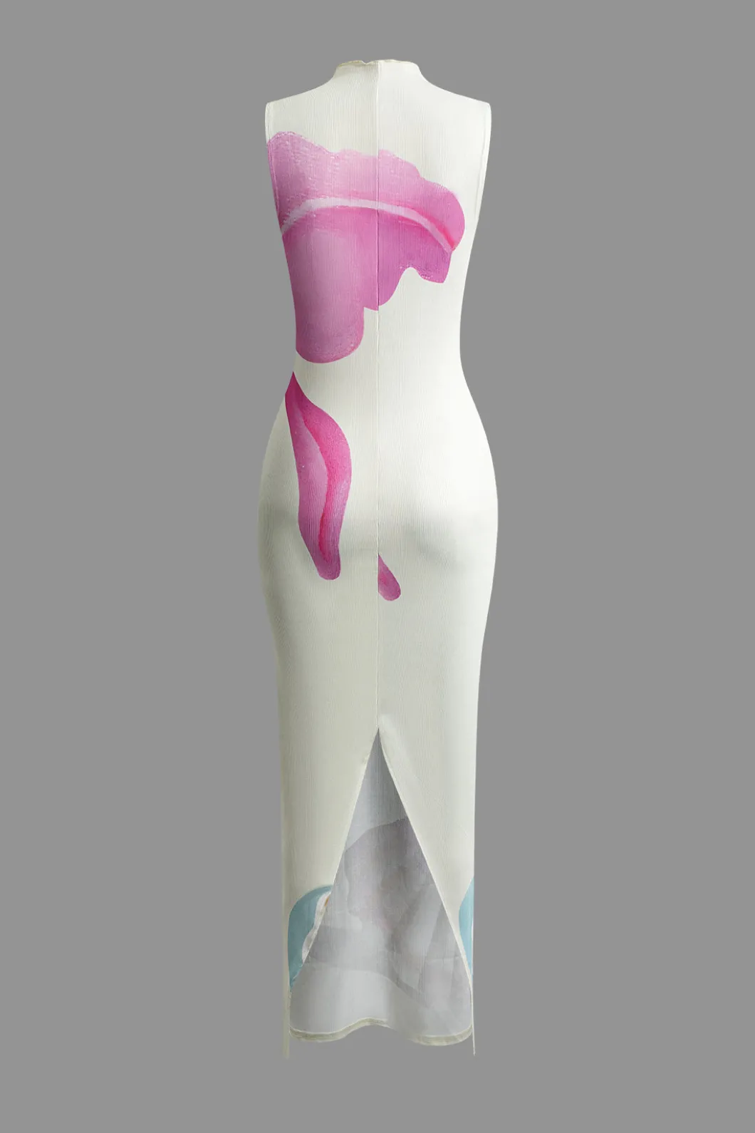 Floral Print Mock Neck Slit Sleeveless Maxi Dress>MICAS Clearance