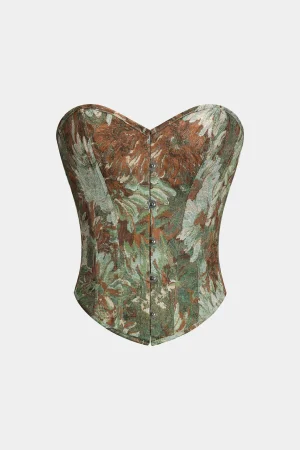 Floral Print Strapless Tie Back Tube Top>MICAS Outlet