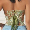 Floral Print Strapless Tie Back Tube Top>MICAS Outlet