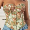 Floral Print Strapless Tie Back Tube Top>MICAS Outlet