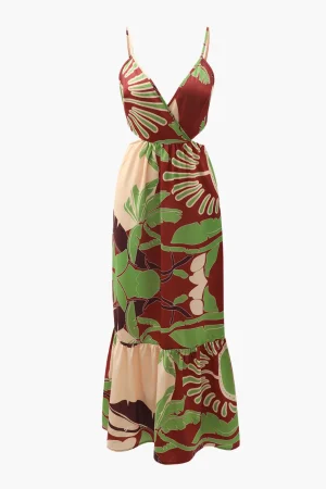 Floral Print Tie Back Ruffle Maxi Dress>MICAS Best