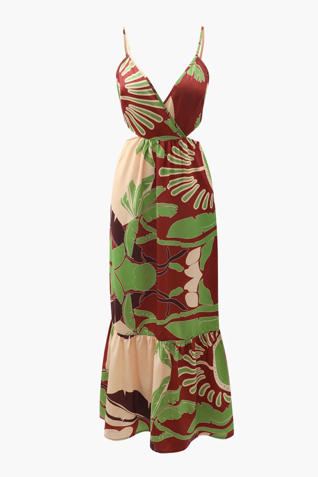 Floral Print Tie Back Ruffle Maxi Dress>MICAS Best