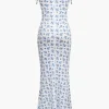 Floral Print Tie Strap Maxi Dress>MICAS Outlet