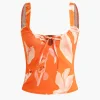 Floral Print Zip-Up Top And Ruffle Skirt Set>MICAS Hot
