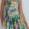 Floral Tropical Print Halter Neck Sleeveless Mini Dress>MICAS Sale