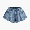 Frayed Hem Wide Leg Denim Shorts>MICAS Hot