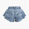 Frayed Hem Wide Leg Denim Shorts>MICAS Hot