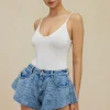 Frayed Hem Wide Leg Denim Shorts>MICAS Hot