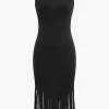 Fringe Hem Sleeveless Midi Dress>MICAS Sale