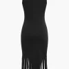 Fringe Hem Sleeveless Midi Dress>MICAS Sale