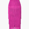 Fringed Tiered Midi Skirt>MICAS Outlet