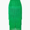 Fringed Tiered Midi Skirt>MICAS Outlet