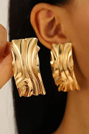 Geometric Exaggerated Glossy Ruched Earrings>MICAS Sale
