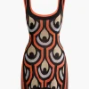 Geometric Pattern Knit Slit Sleeveless Mini Dress>MICAS Sale