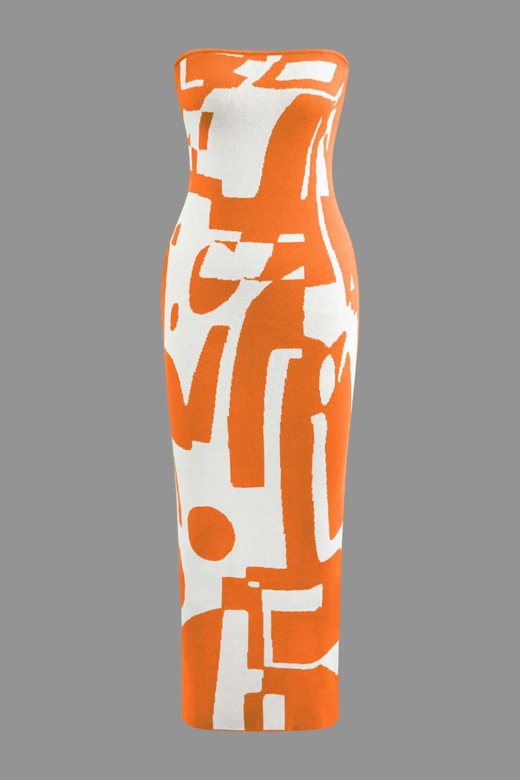 Geometric Pattern Strapless Knit Maxi Dress>MICAS Best