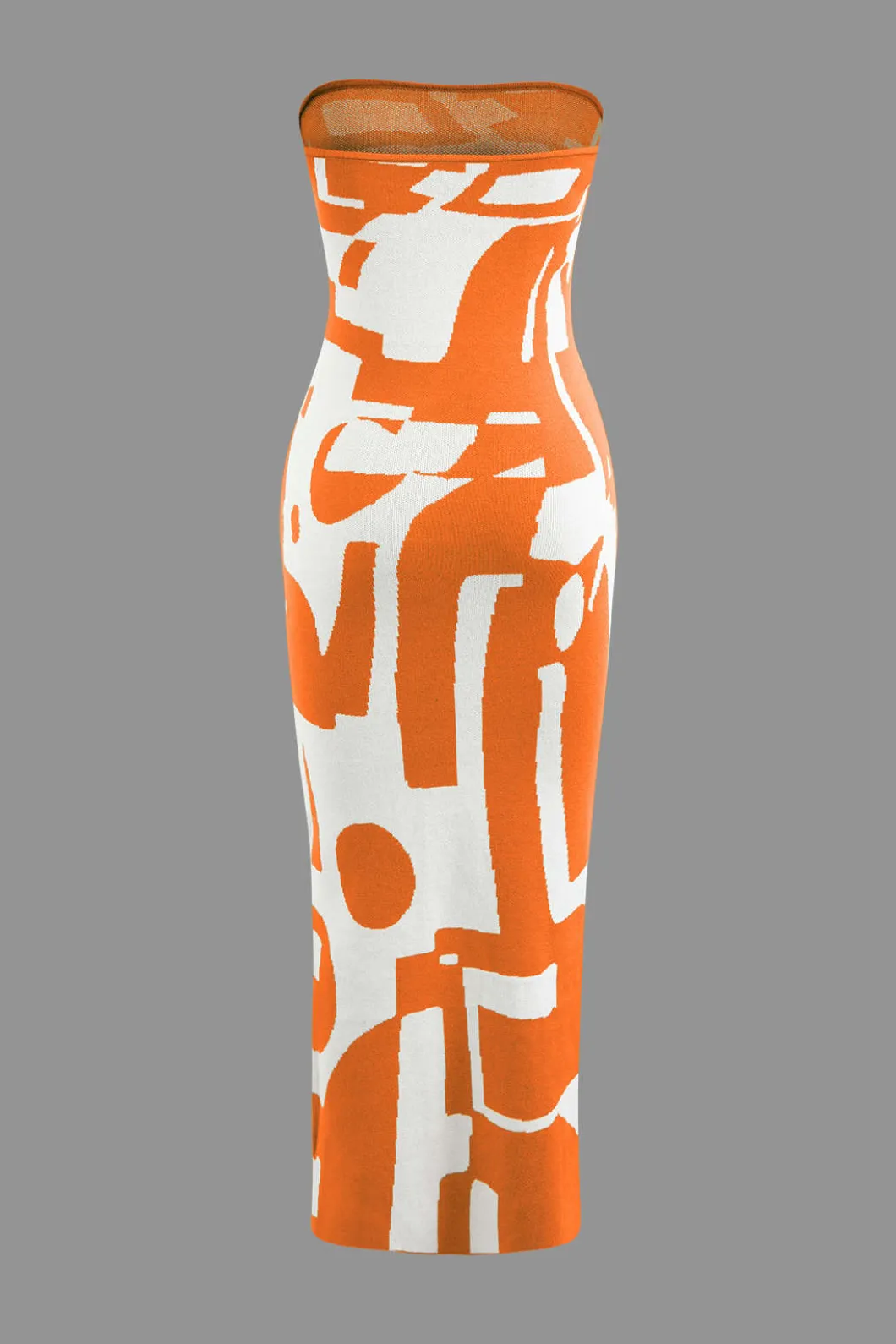 Geometric Pattern Strapless Knit Maxi Dress>MICAS Best