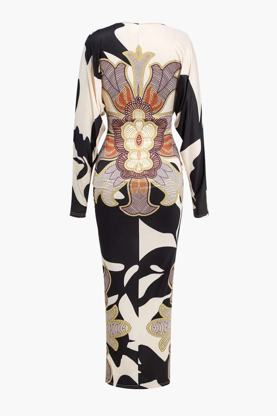 Geometric Print V-Neck Maxi Dress>MICAS Clearance