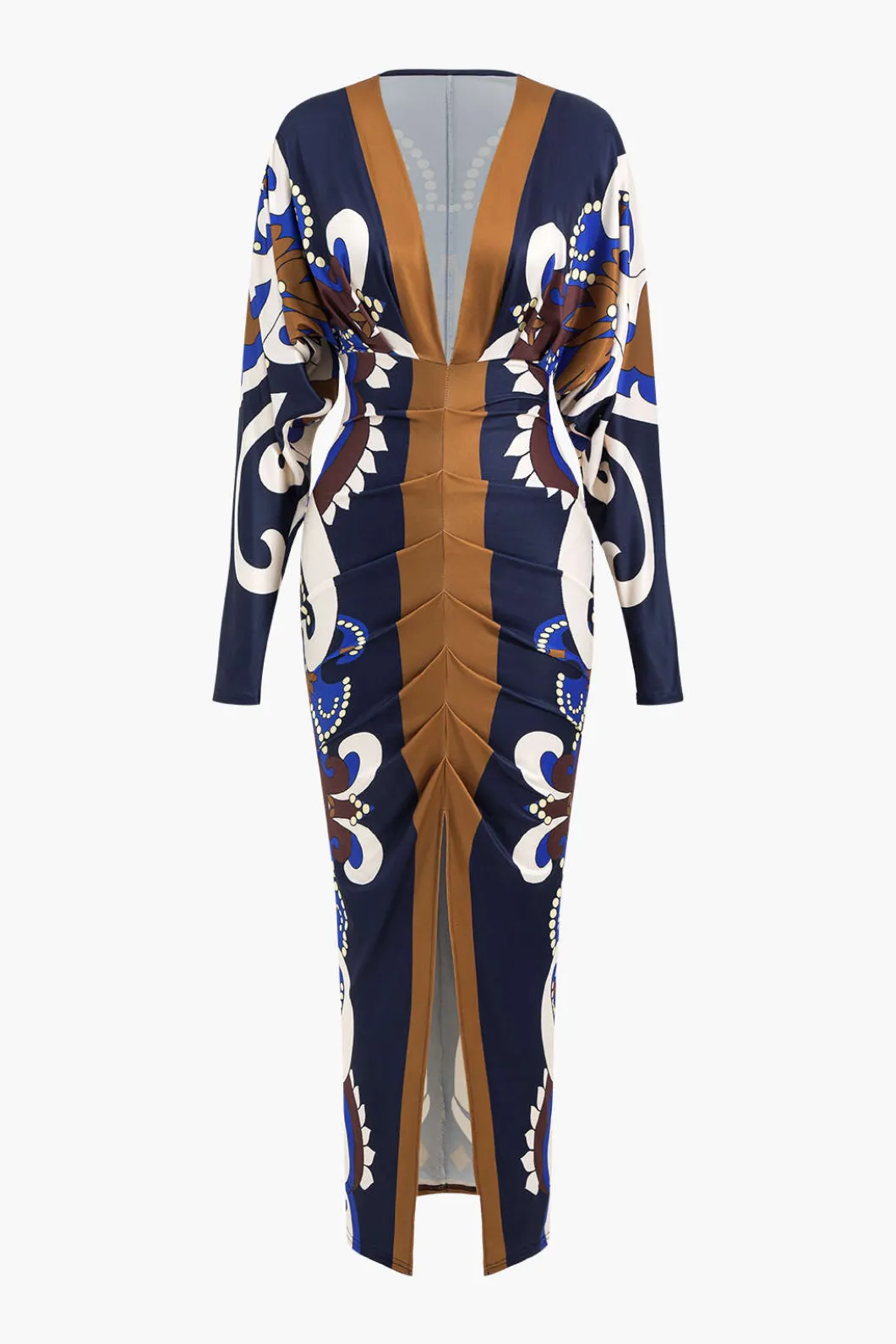 Geometric Print V-Neck Maxi Dress>MICAS Clearance