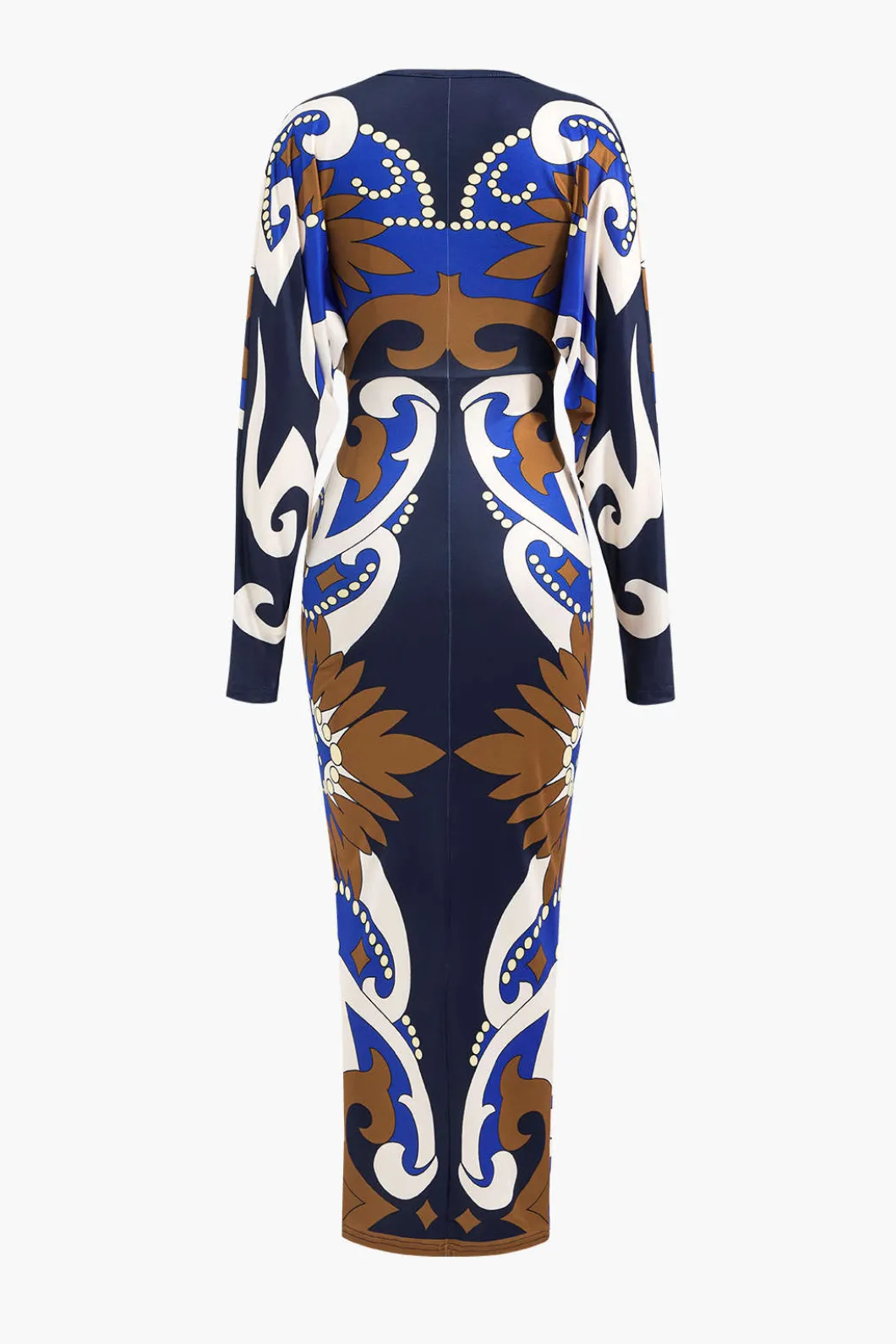 Geometric Print V-Neck Maxi Dress>MICAS Clearance