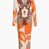 Geometric Print V-Neck Maxi Dress>MICAS Clearance