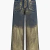 Glitter Metallic Foil Wide Leg Jeans>MICAS Online