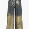 Glitter Metallic Foil Wide Leg Jeans>MICAS Online