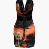 Halter Backless Distressed Mini Dress>MICAS Fashion